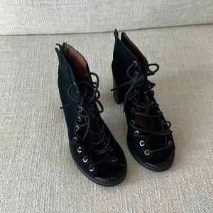 Black Suede Jeffrey Campbell Cors Peep Toe Booties